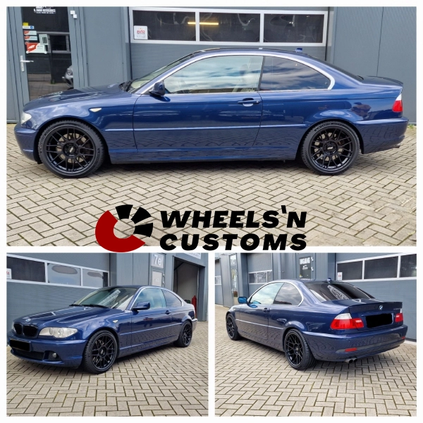  BMW 3 Serie E46 Coupe 330i - 18 inch Apex ARC-8 Satin Black - 5x120 8.5j ET35 + 9.5J ET35.